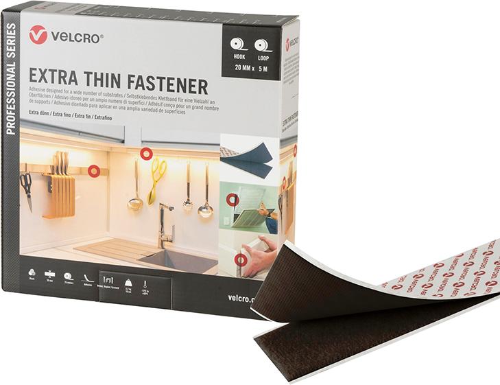 VELCRO Extra Thin Fast. 20mmx5m schw