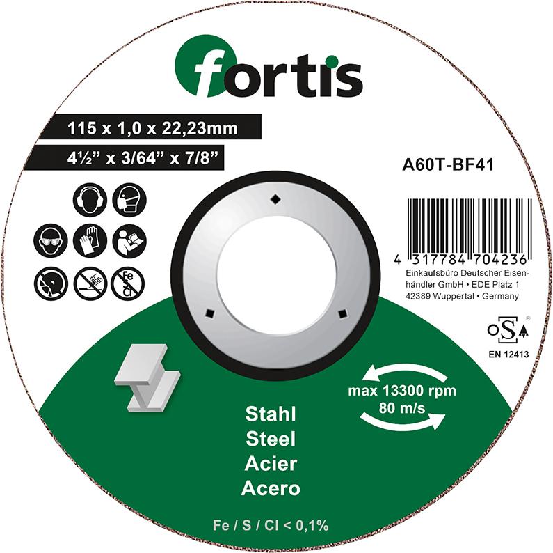 Fortis Trennscheibe  Stahl115 x 1,0mm gerade