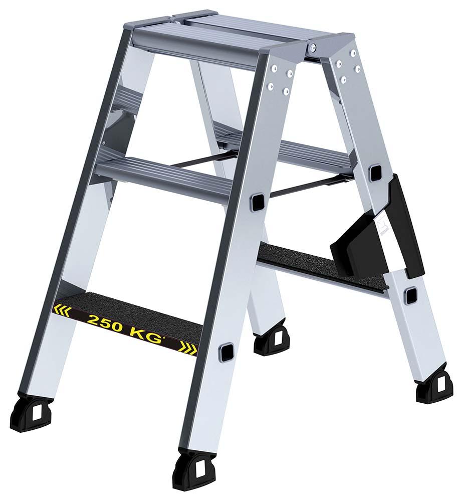 Alu-Stehleiter 250kg m.clip-step, 2x3 Stufen