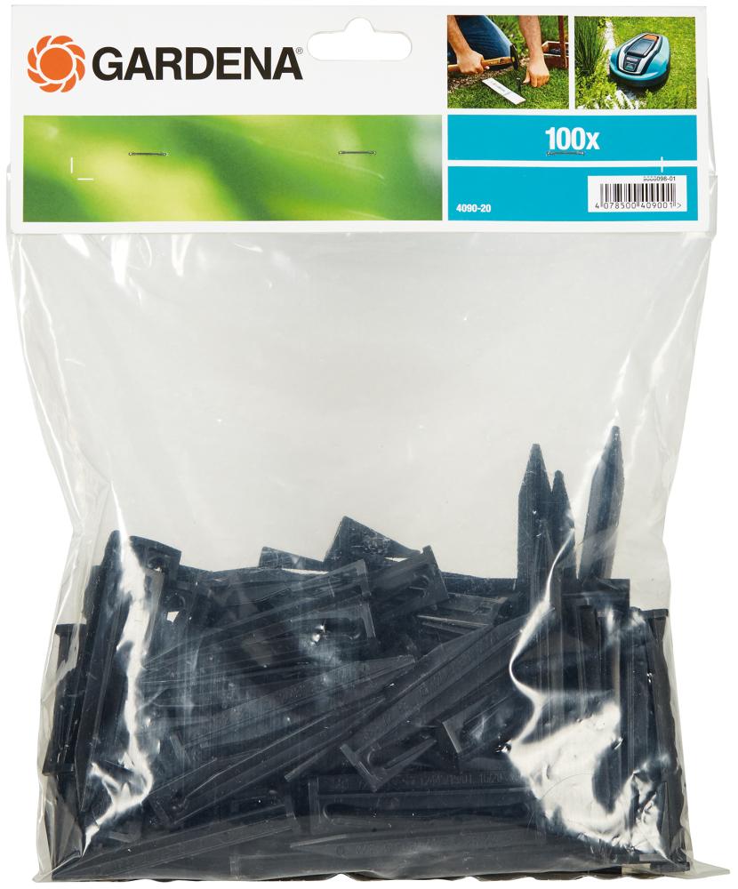 Gardena Haken für Begrenzungskabel zu Mäh-Roboter R40Li/R45Li/R70Li, 100 Stück