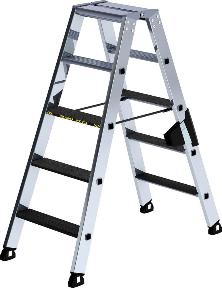 Alu-Stehleiter 250kg m.clip-step, 2x5 Stufen