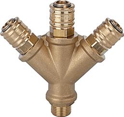 Riegler 3-fach Schnellverschlusskupplung Verteiler Messing Außengewinde G1/2Zoll NW7,2