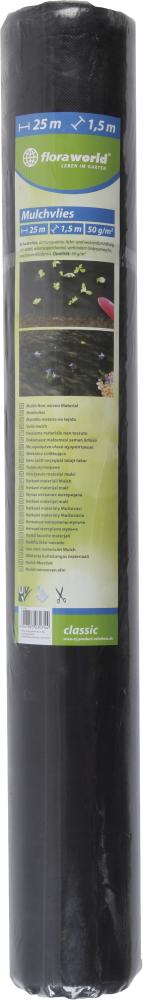 Mulchvlies schwarz 25 x 1,5 m, 50 g/qm