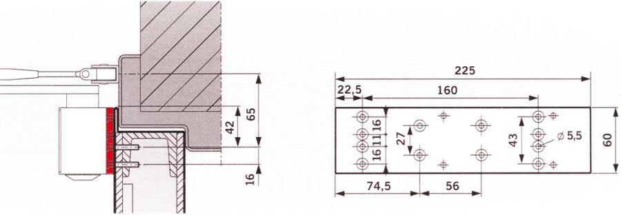 Dorma Montageplatte Nr.7380 für TS 73 silberfarb.