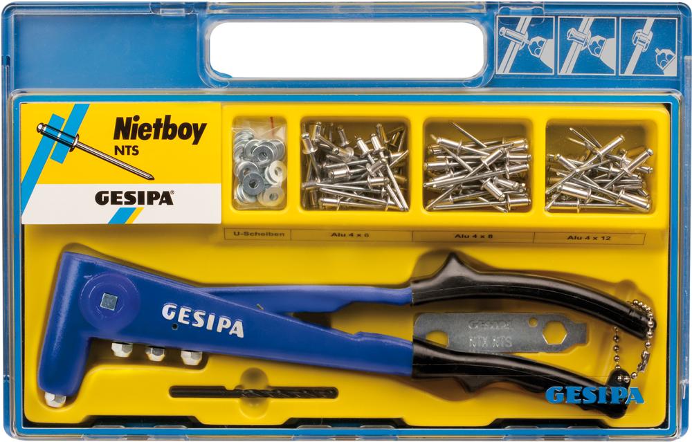 Gesipa Blindnietgarnitur Nietboymit Handnietzange NTS 136-teilig