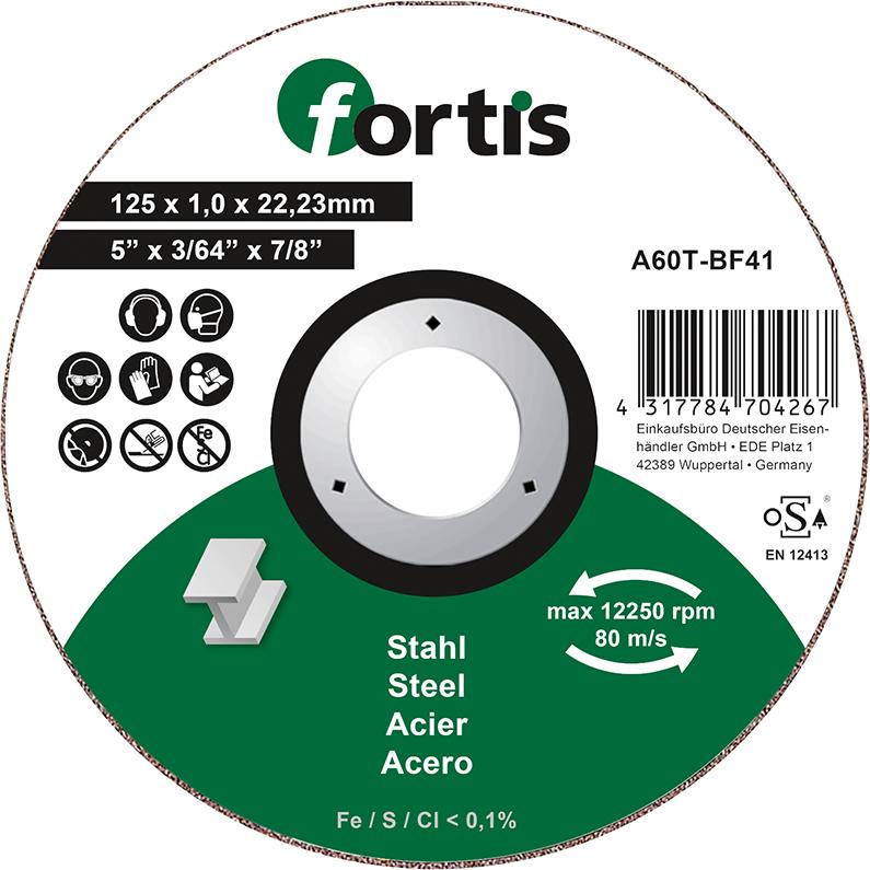 Fortis Trennscheibe  Stahl125 x 1,0mm gerade