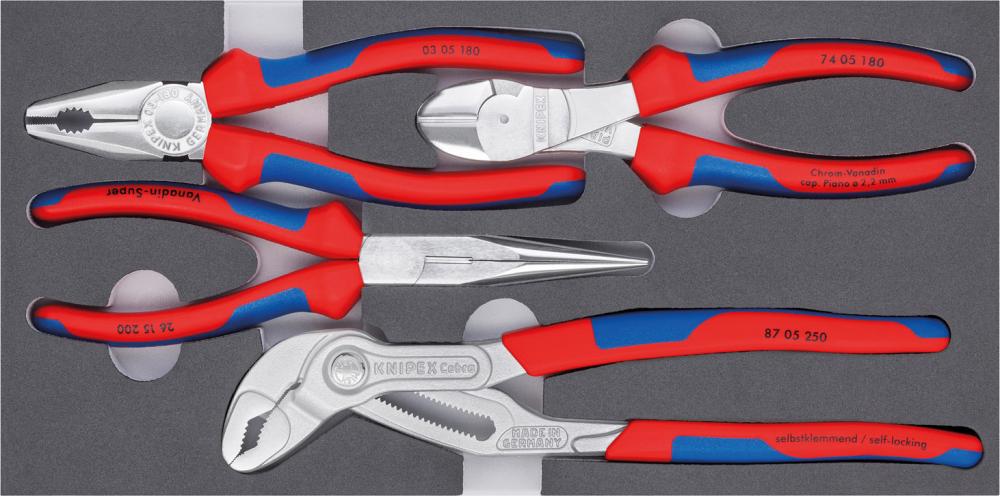 Knipex Zangen-Satz Basic verchromt mit Schaumeinlage 4-teilig