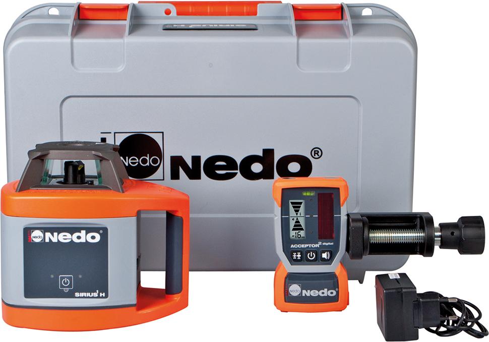 Nedo Rotationslaser SIRIUS 1 H / Laserklasse 2 Inkl. ACCEPTOR² mit Heavy-Duty Haltklammer Sirius H, Easy Control