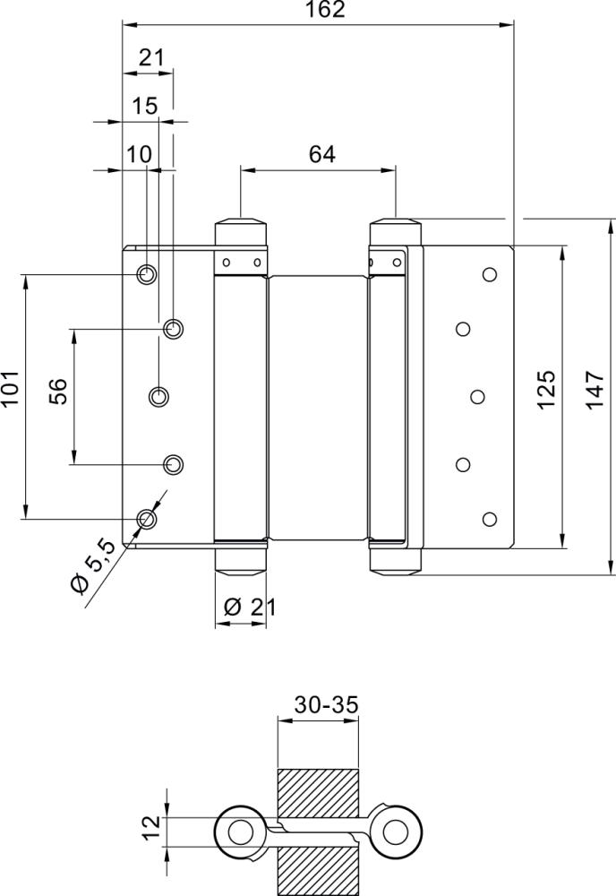 DENI Tür-Pendeltürband 3982, Gr. 33, 125mm blank