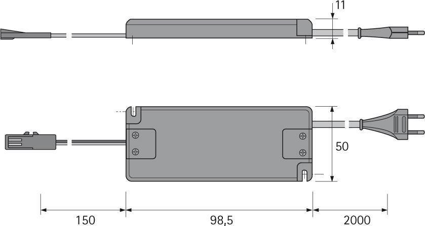 LED EVG 12VDC, 0-6W 200-240V, 50Hz, 2m EFS