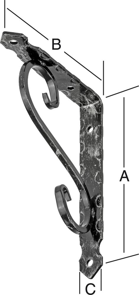 Vormann Konsole,L200xT150mm,Schmiedeeisen,schwarz,antik