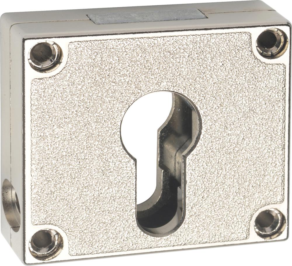 JuNie Möbel-Riegelkastenschloss 7445,D 25mm, für Profilzylinder, Met. vernickelt, oben