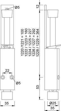 KWS 1226 Türfeststeller 120mm Hub,Stopfen schw.