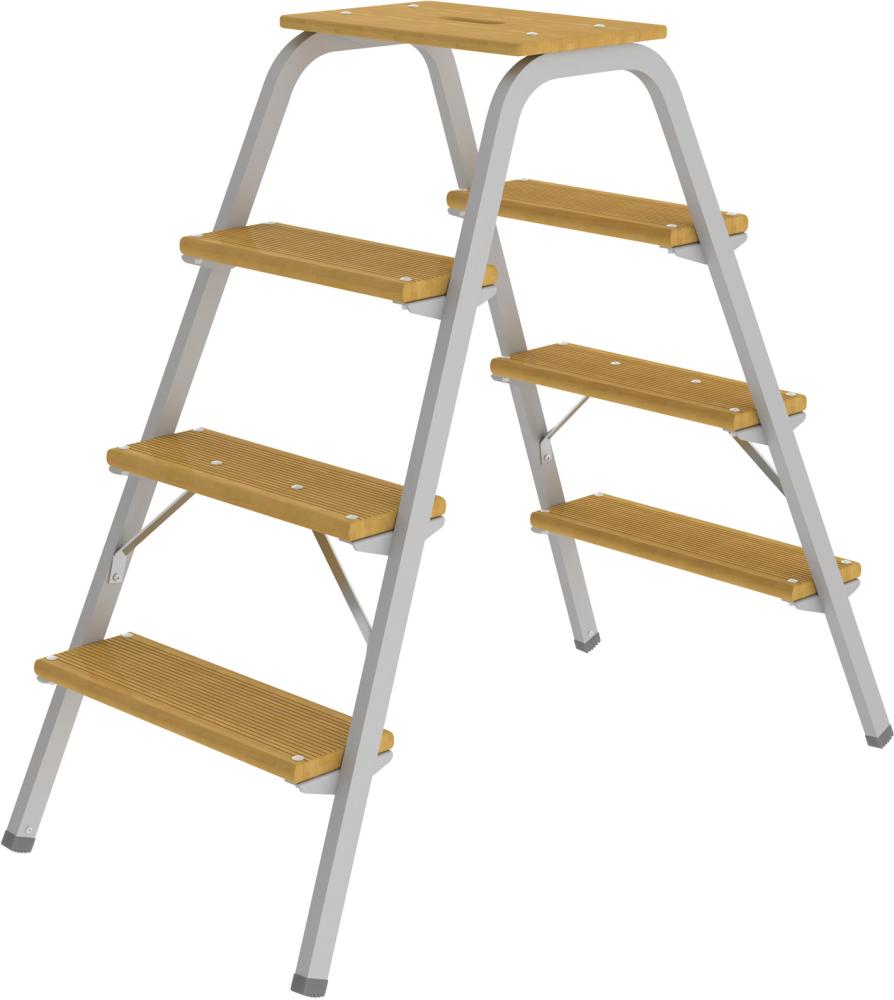 Stahlrohr-Tritt 4 Holzstufen