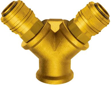 Riegler Verteiler Messing mit 2 Kupplungen InnengewindeG1/4"
