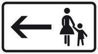 Zusatzzeichen 1000-12, 330x600mm Fußgänger links halten