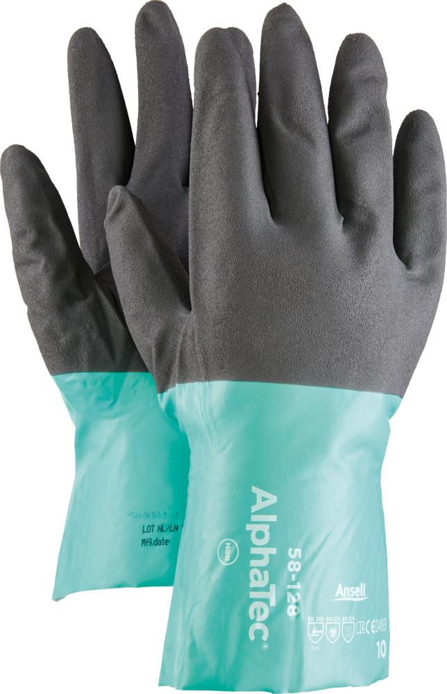 Ansell Chemikalienschutzhandschuh AlphaTec 58-128 schwarz/grün Größe 10