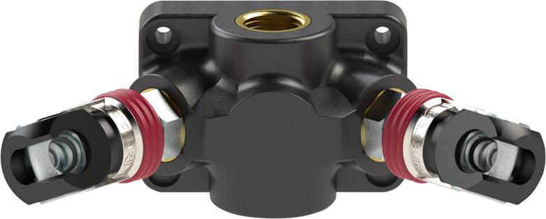 Riegler Endverteilerdose Kunststoff Innengewinde 1xG1/2" zu 2xSchwenk- Kupplung 7,2