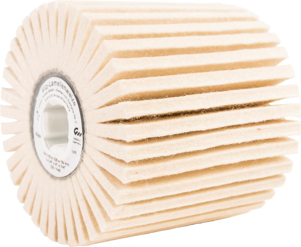 Format Lamellenpolierwalze Filz 100x100x19mm D5 H25