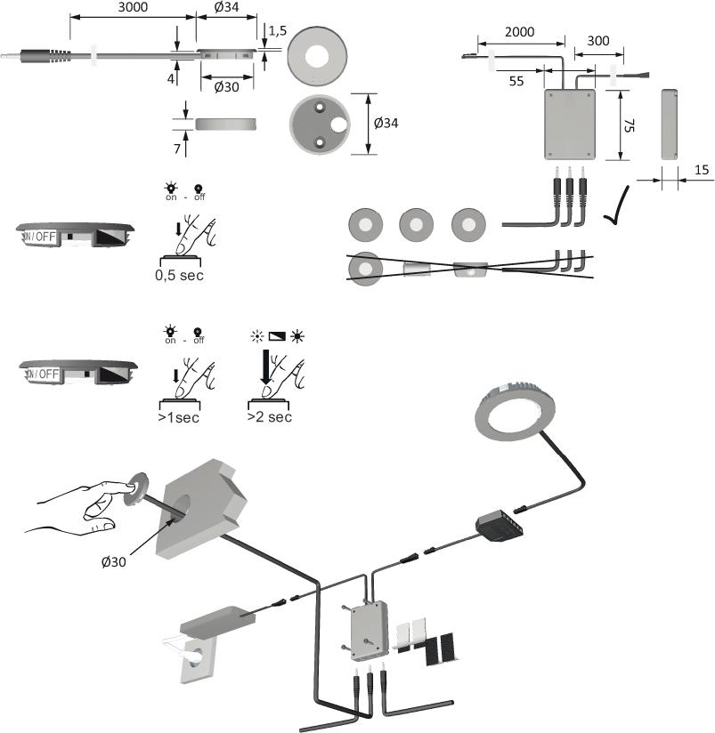 MultiSwitch Touch Dimmer 3m, Klinkenstecker 2,5mm