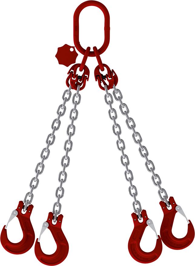Kettengehänge verz 4-str L 2 m Tragkraft 45-60° 3t