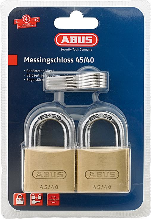 Abus Vorhangschloss Messing Quad-Pack